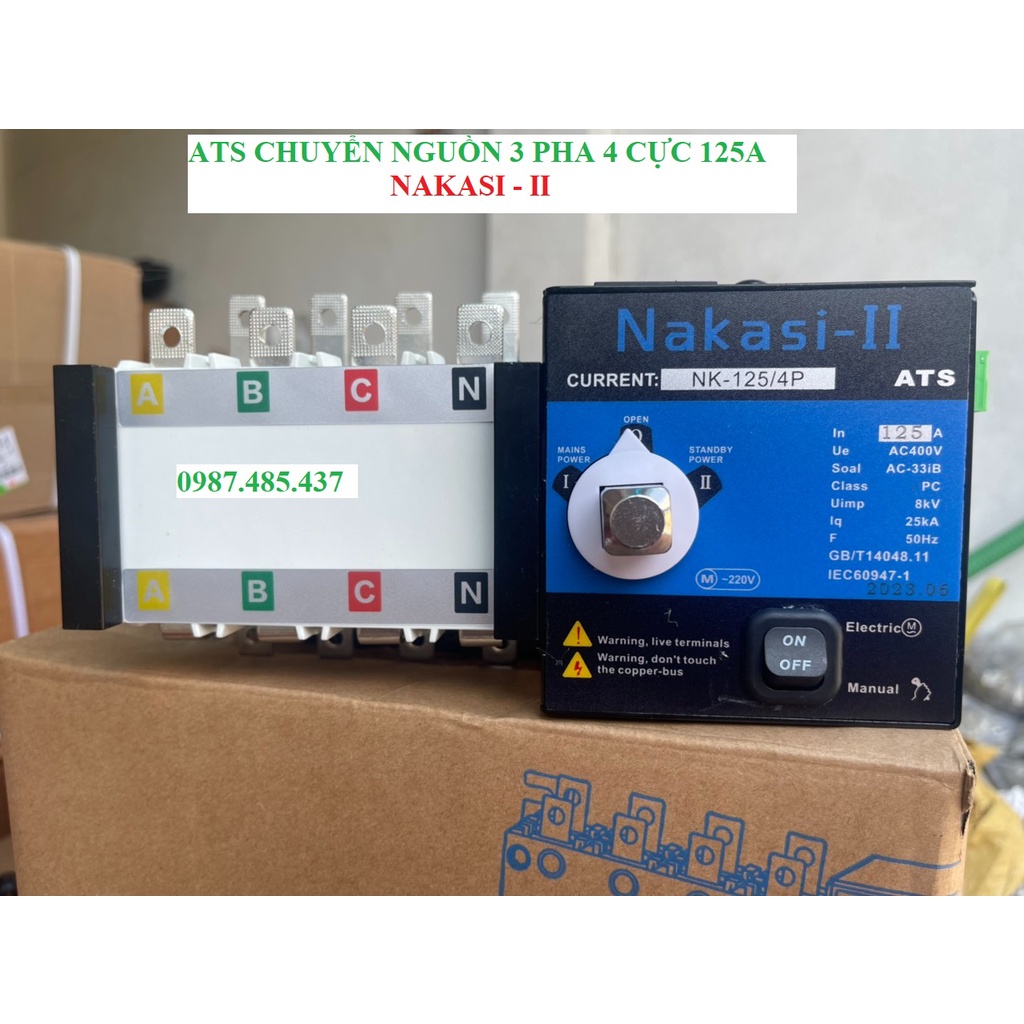ATS 4P 125A 3 pha 4 cực Nakasi, Chuyển nguồn tự động công suất lớn ...