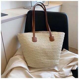 Túi cói xịn xò đan tay phối dây da phong cách vintage chụp ảnh sang chảnh