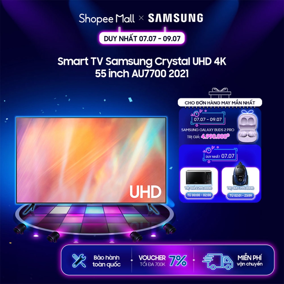 ( Smart TV Samsung Crystal UHD 4K 55 inch AU7700 2021 ) Shopee Việt Nam