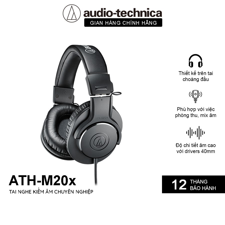 [Chính Hãng] Tai nghe kiểm âm Audio-Technica ATH-M20x Studio Monitor Over-Ear Giá Tốt Cho Thu Âm