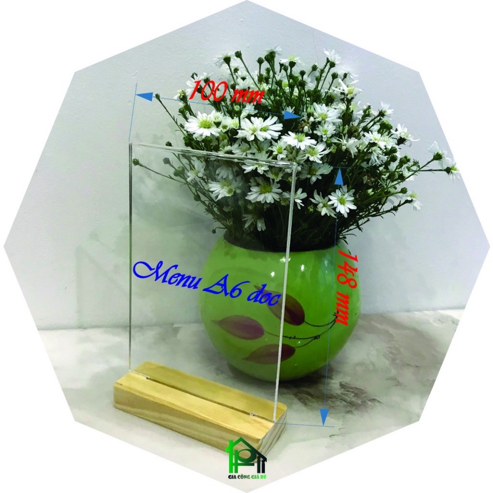 Menu mica đủ kích thước A4,A5,A6, Kệ menu đế gỗ, bảng mica đẹp | Shopee ...