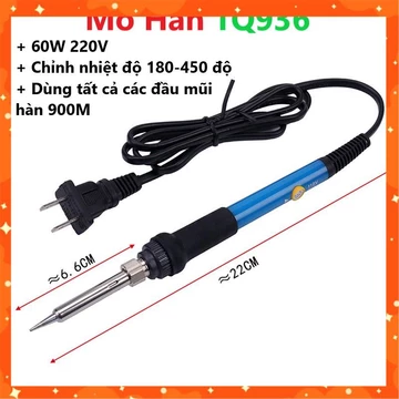 Mỏ hàn TQ936 điều chỉnh nhiệt độ, máy hàn mini 60w 220v và phụ kiện hàn, thiếc hàn, bộ mũi hàn 900M, bọt biển, kệ hàn