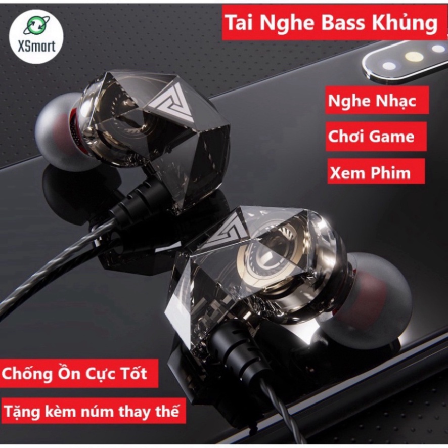 Tai Nghe Phone Nghe Nhạc Chơi Game QKZ AK2 Pro 2023 Mới Nhất Âm Thanh Super Bass, Dây Chống Rối, Có Mic Đàm Thoại hot ho