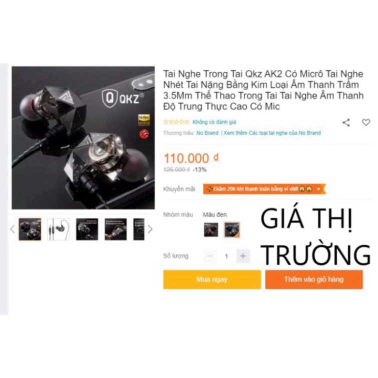 Tai Nghe Phone Nghe Nhạc Chơi Game QKZ AK2 Pro 2023 Mới Nhất Âm Thanh Super Bass, Dây Chống Rối, Có Mic Đàm Thoại hot ho