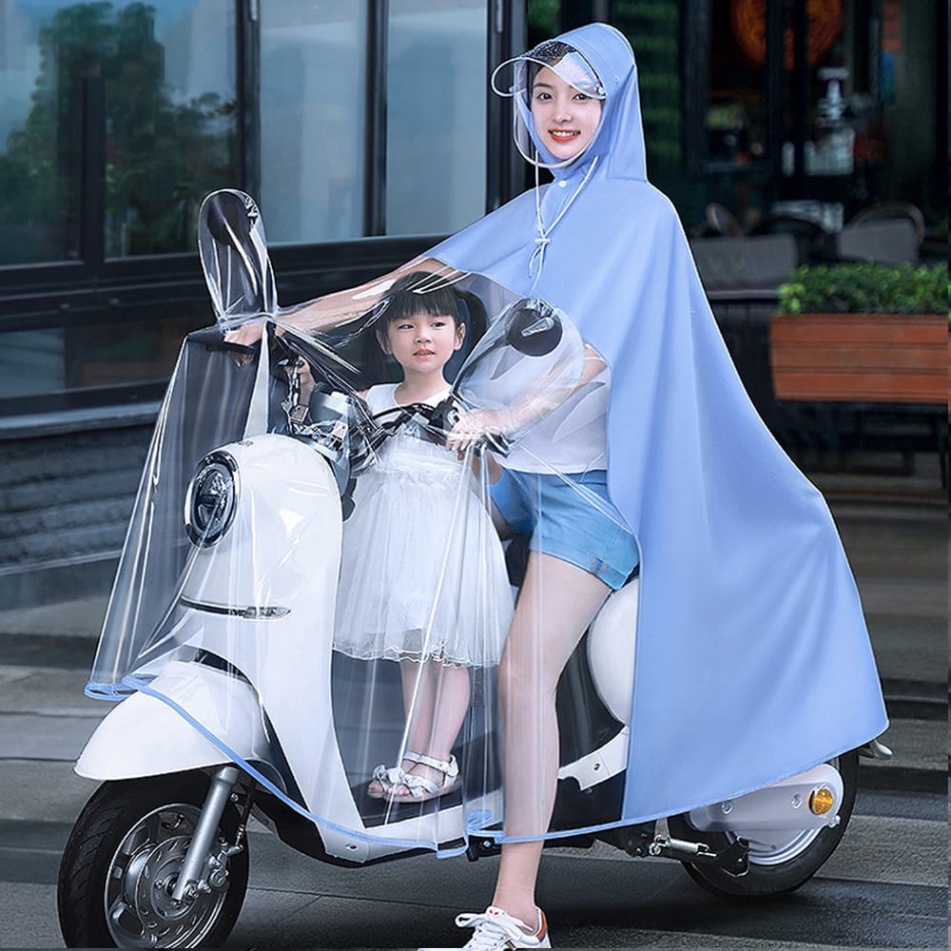 Áo mưa trong suốt PTLUXURY có kính che mặt tiện lợi cho mẹ và bé [ HÀNG CAO CẤP ]