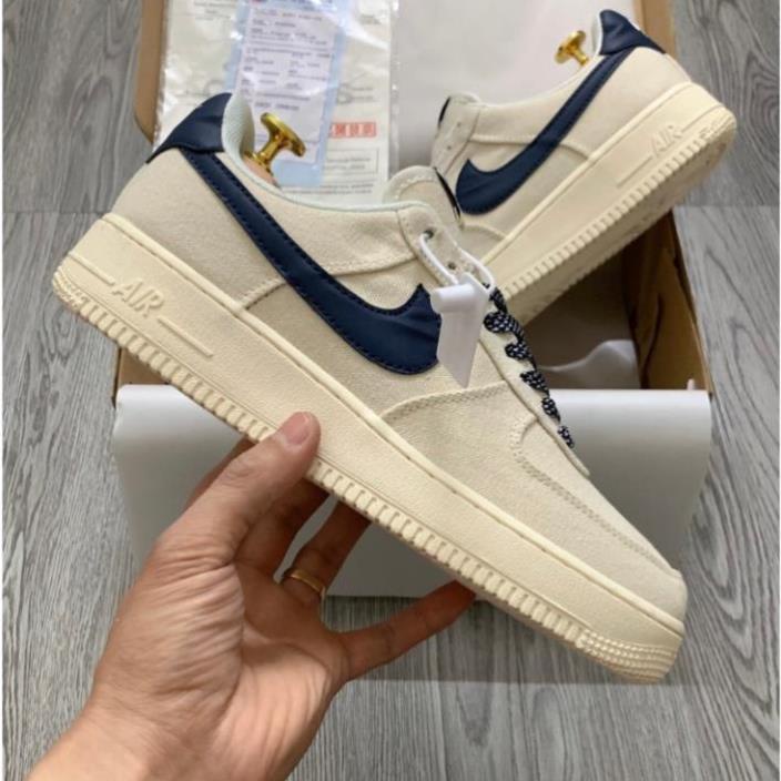 Giày Air Force 1 Canvas Navy Giày Thể Thao Af1 Vải Canvas Vệt Than Phối Đồ Nam Nữ Hot Trend