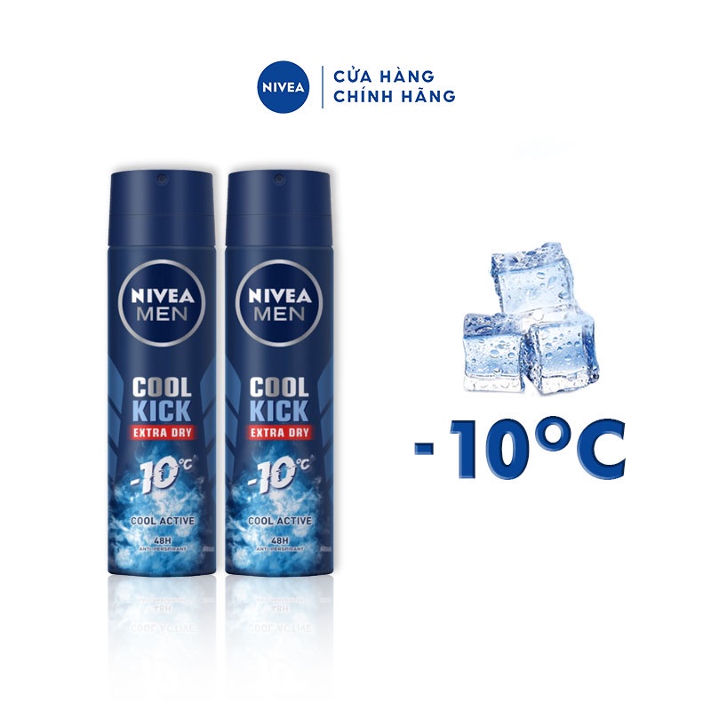 Bộ 2 xịt ngăn mùi NIVEA MEN Cool Kick Mát Lạnh - Thơm năng động (150ml/chai) - 82883