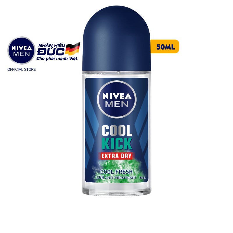 Lăn ngăn mùi NIVEA MEN Cool Kick Mát Lạnh - Thơm sảng khoái 50ml- 83188