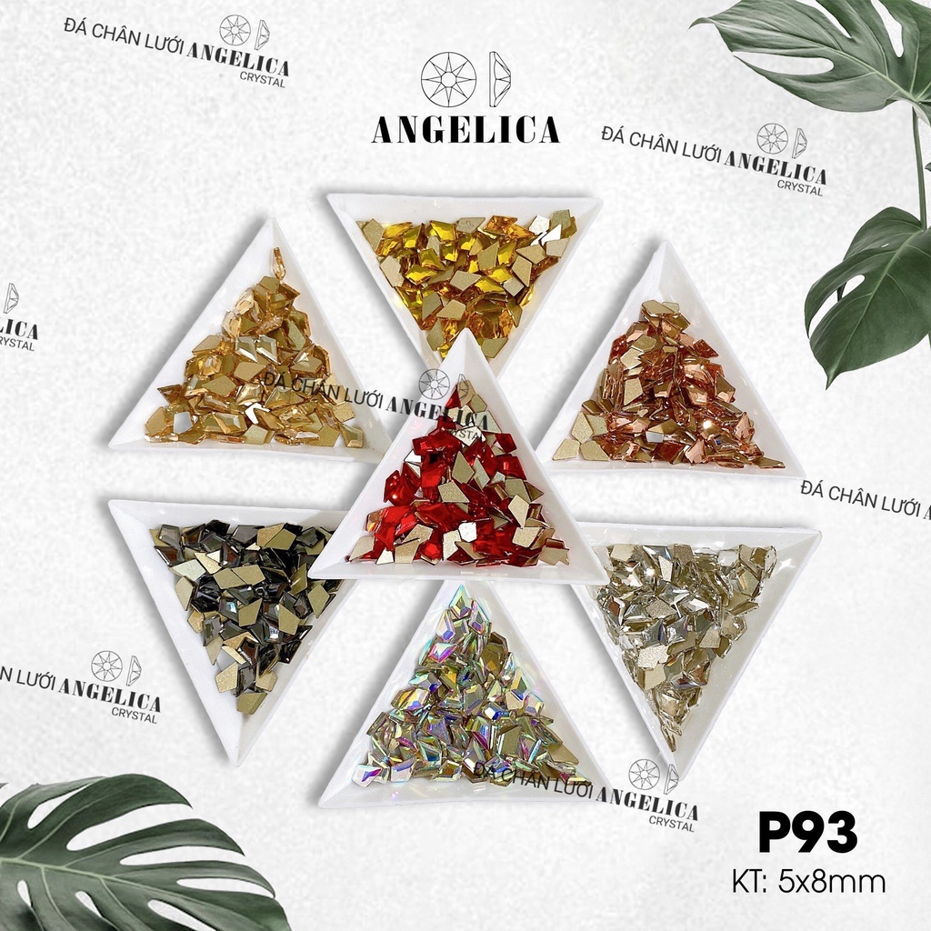 Túi 10 Viên Đá Nail Chân Bằng Ngọc Hình Thoi Chân Vàng Trang Trí Móng ANGELICA P93