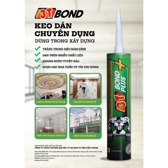 Keo dán 3T trắng trong siêu dính dán alu, fomex, gỗ | Shopee Việt Nam