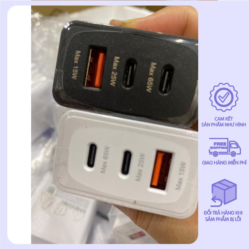 Củ sạc siêu nhanh ss 65w, có 3 cổng 1 cổng usb và 2 cổng type C ...