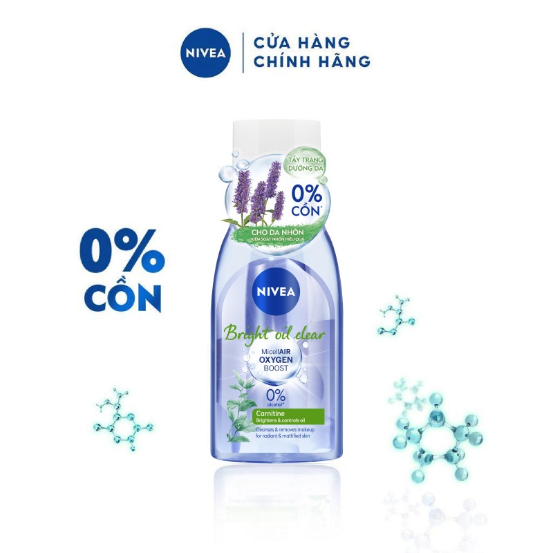 Nước tẩy trang Nivea cho da nhờn White oil control Makeup Clear Micellar Water (125ml)