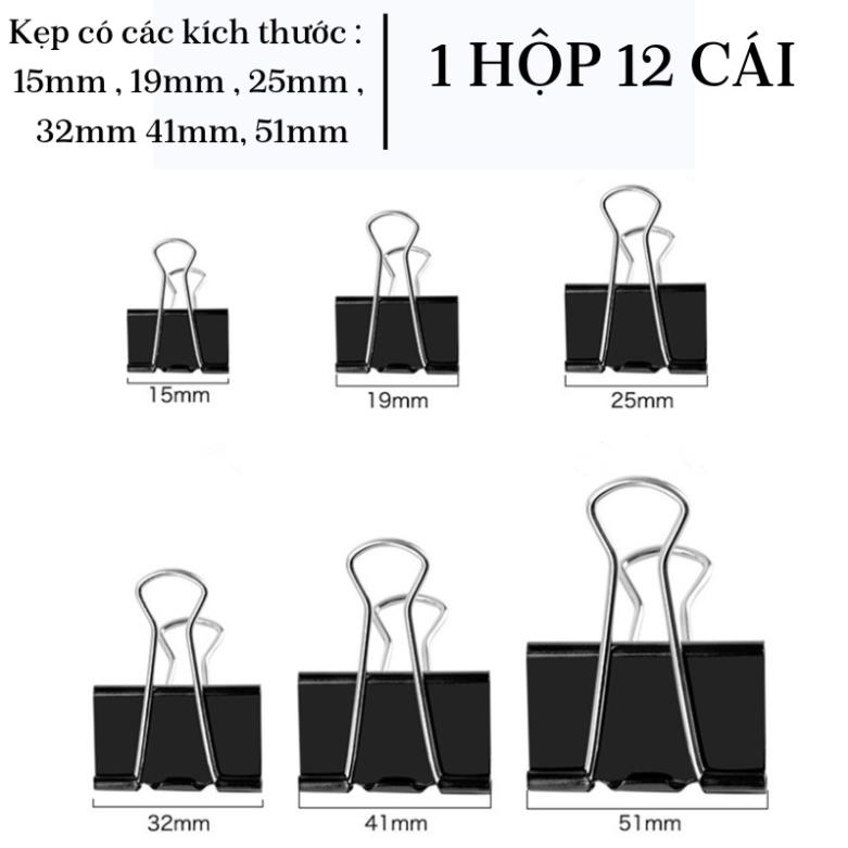 Kẹp tài liệu văn phòng phẩm Double - Hộp 12 cái - nhiều kích cỡ - kẹp ...