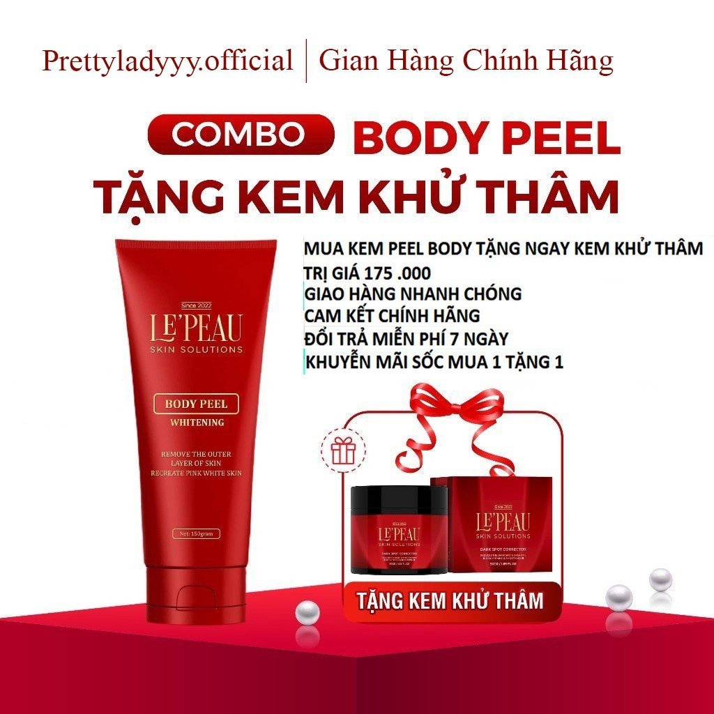 Peel nách retinol, peel body trắng da mờ thâm, dưỡng trắng, kem dưỡng ẩm 150gr - LEPEAU tặng khử thâm