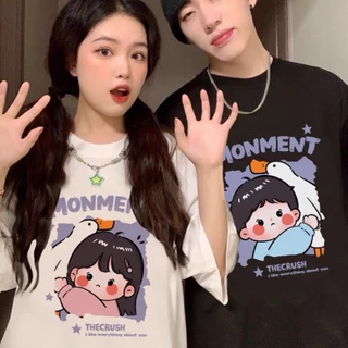 Áo phông nam nữ tay lỡ, áo đôi bạn trẻ CD2 phong cách dễ thương Hàn quốc, áo thun cotton oversize unisex Hot Trend