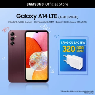 [Nhập ELSSMX7 Giảm 7% Tối Đa 500k] Điện Thoại Samsung Galaxy A14 LTE (4GB/128GB)
