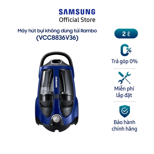 Máy hút bụi dạng hộp Samsung 430W VCC8836V36/XSV - Bộ Lọc HEPA H13,  màu Xanh