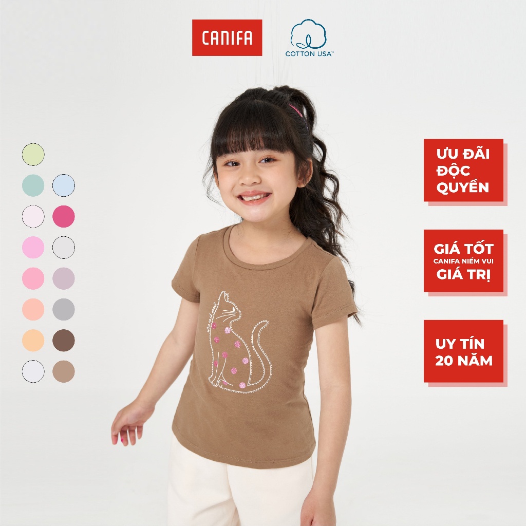 Áo phông bé gái CANIFA form nhỏ chất cotton 1TS22W019
