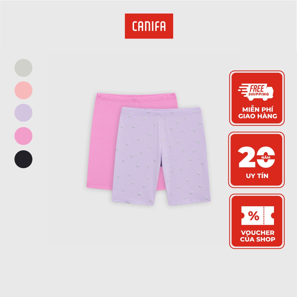 Pack 2 quần lửng bé gái CANIFA chất liệu cotton co giãn, cạp chun, quần lửng phom ôm 1LA23S007