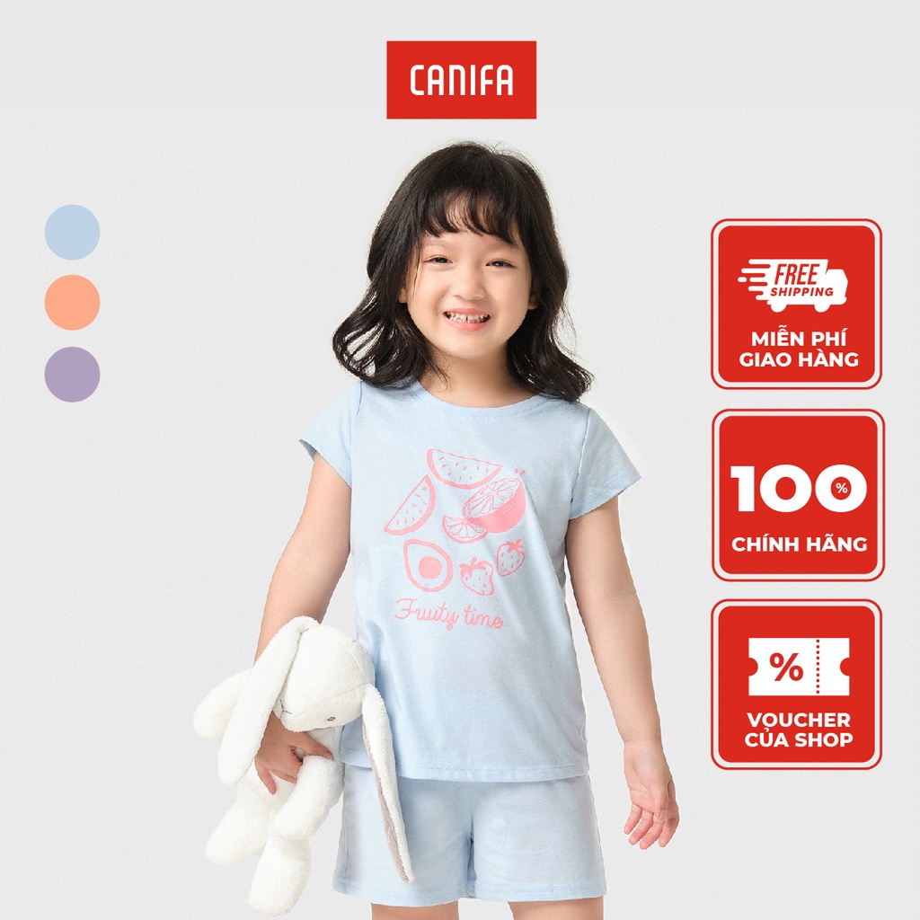 Bộ quần áo bé gái CANIFA chất liệu cotton pha 1LS23S001