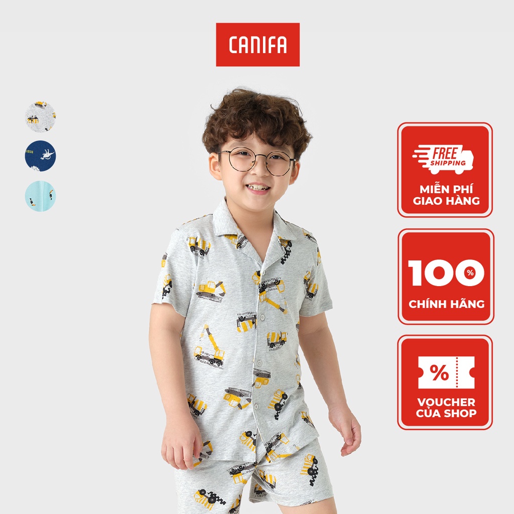 Bộ quần áo pijama bé trai CANIFA 100% cotton 2LS23S004