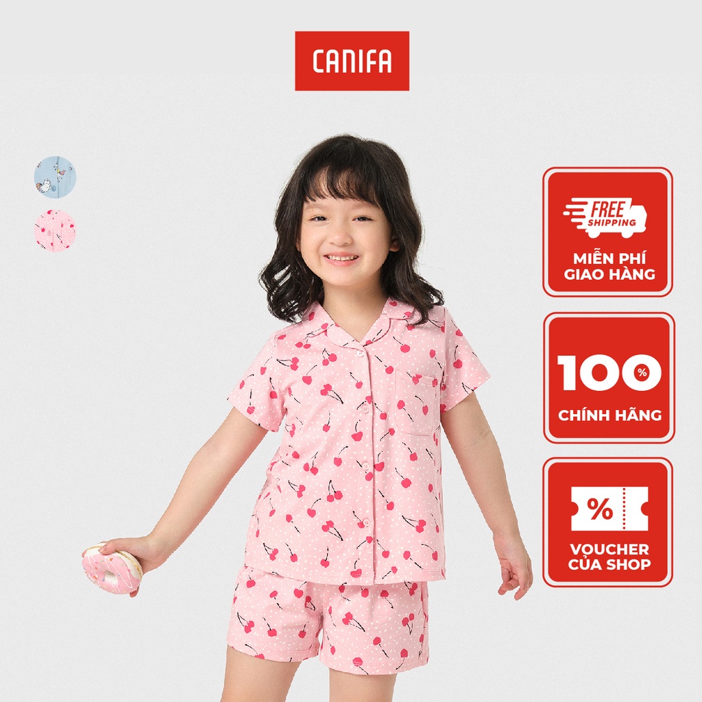 Bộ quần áo pijama bé gái CANIFA chất liệu cotton 1LS23S005