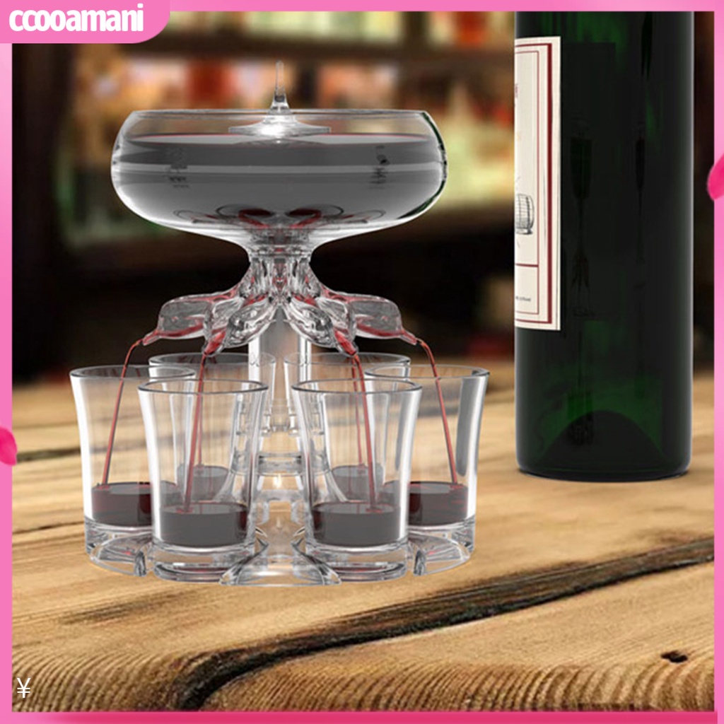 [cooamani] 1 Bộ Bình Rót Rượu Acrylic 6 Ngăn Kèm Cốc Đổ