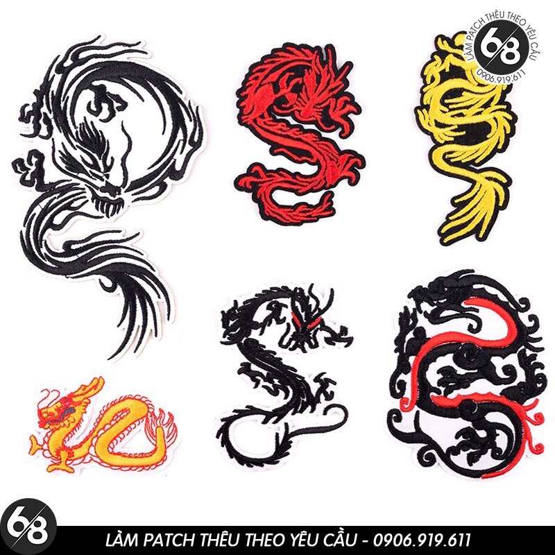 Sticker ủi nhiệt thêu hình logo rồng Dragon đẹp độc lạ ngầu độc đáo ...