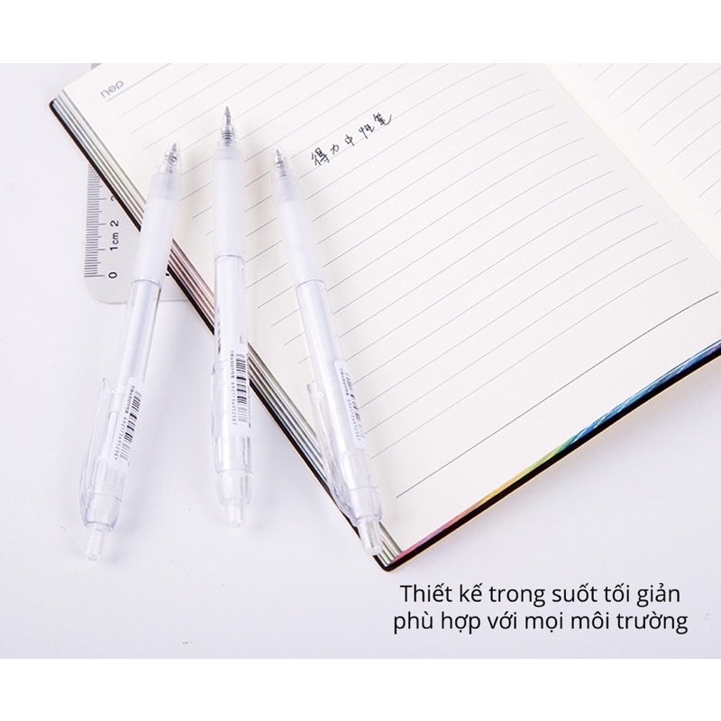 Ảnh Bút gel bấm deli mực đen ngòi 0,5mm luyện viết chữ trung-nhật-Hàn 3