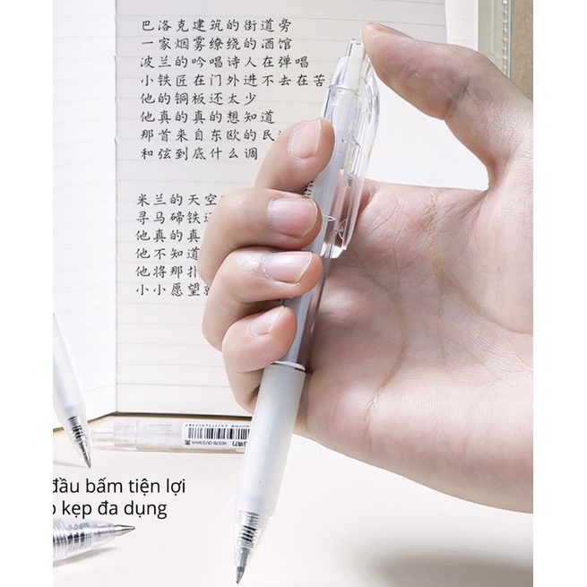 Ảnh Bút gel bấm deli mực đen ngòi 0,5mm luyện viết chữ trung-nhật-Hàn 2