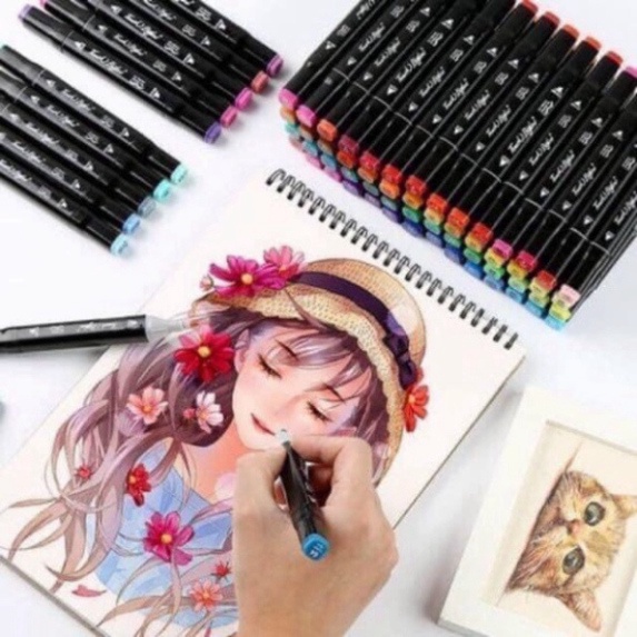 Tặng 3 cây Bút Màu Dạ Marker 48 Cây Touch tặng kèm túi - Hộp Bút Dạ 48 Cây Cực Kỳ Tiện Lợi