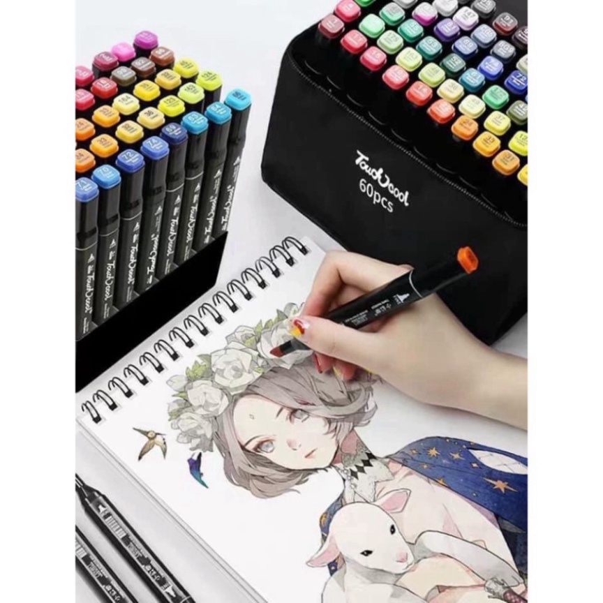 Tặng 3 cây Bút Màu Dạ Marker 48 Cây Touch tặng kèm túi - Hộp Bút Dạ 48 Cây Cực Kỳ Tiện Lợi