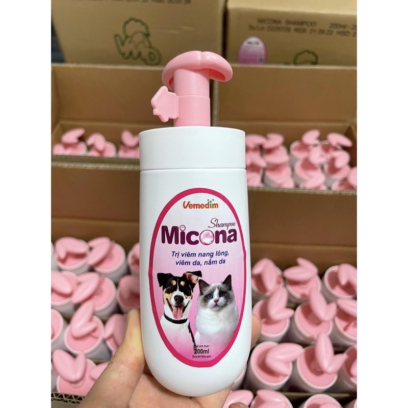 Sữa Tắm Chữa Nấm Da Viêm Da Vảy Gầu Cho Chó Mèo Vemedim Micona Shampoo (Chai 200ml)