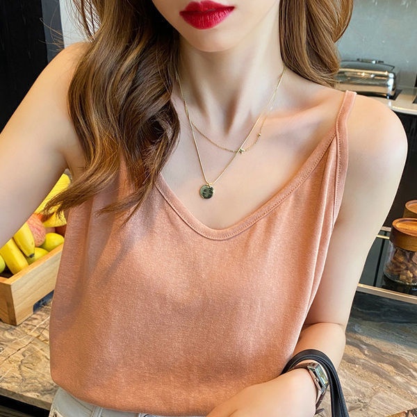 [Màu mới] Áo hai dây, Áo ba lỗ chất cotton xược mùa hè thoáng mát, siêu xinh hàn quốc