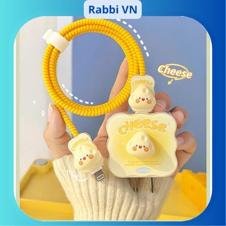 [Bọt Biển Cheese] Bộ phụ kiện bảo vệ củ sạc và cáp sạc PD18/20W bằng silicon cao cấp RABBI
