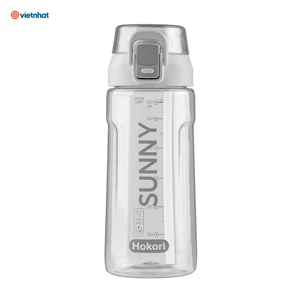 Bình nước Sunny 630ml Hokori 0084, Bình nước thể thao đa năng có ống hút Việt Nhật cao cấp