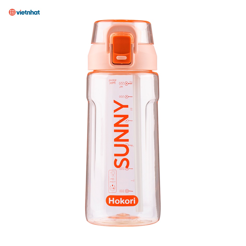 Bình nước Sunny 630ml Hokori 0084, Bình nước thể thao đa năng có ống hút Việt Nhật cao cấp