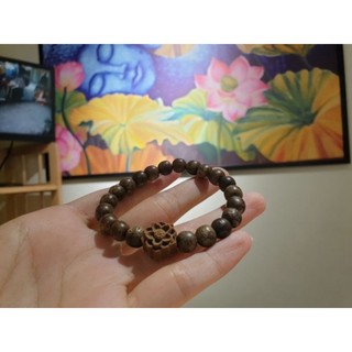 Vòng Tay Trầm Hương 8 ly Phối Charm Hoa Sen .