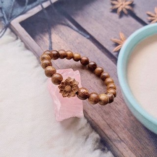 Vòng Tay Trầm Hương 8 ly Phối Charm Hoa Sen .