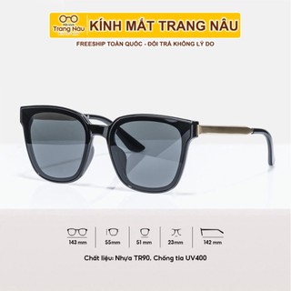 Kính râm thiết kế mắt mèo kiểu Hàn Quốc cho nam lẫn nữ 6035 tặng kèm khăn hộp đựng kính