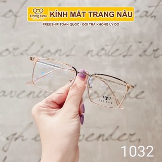 Gọng kính nam nữ kim loại mắt vuông thanh mảnh nhẹ nhàng màu sắc thời trang 1032