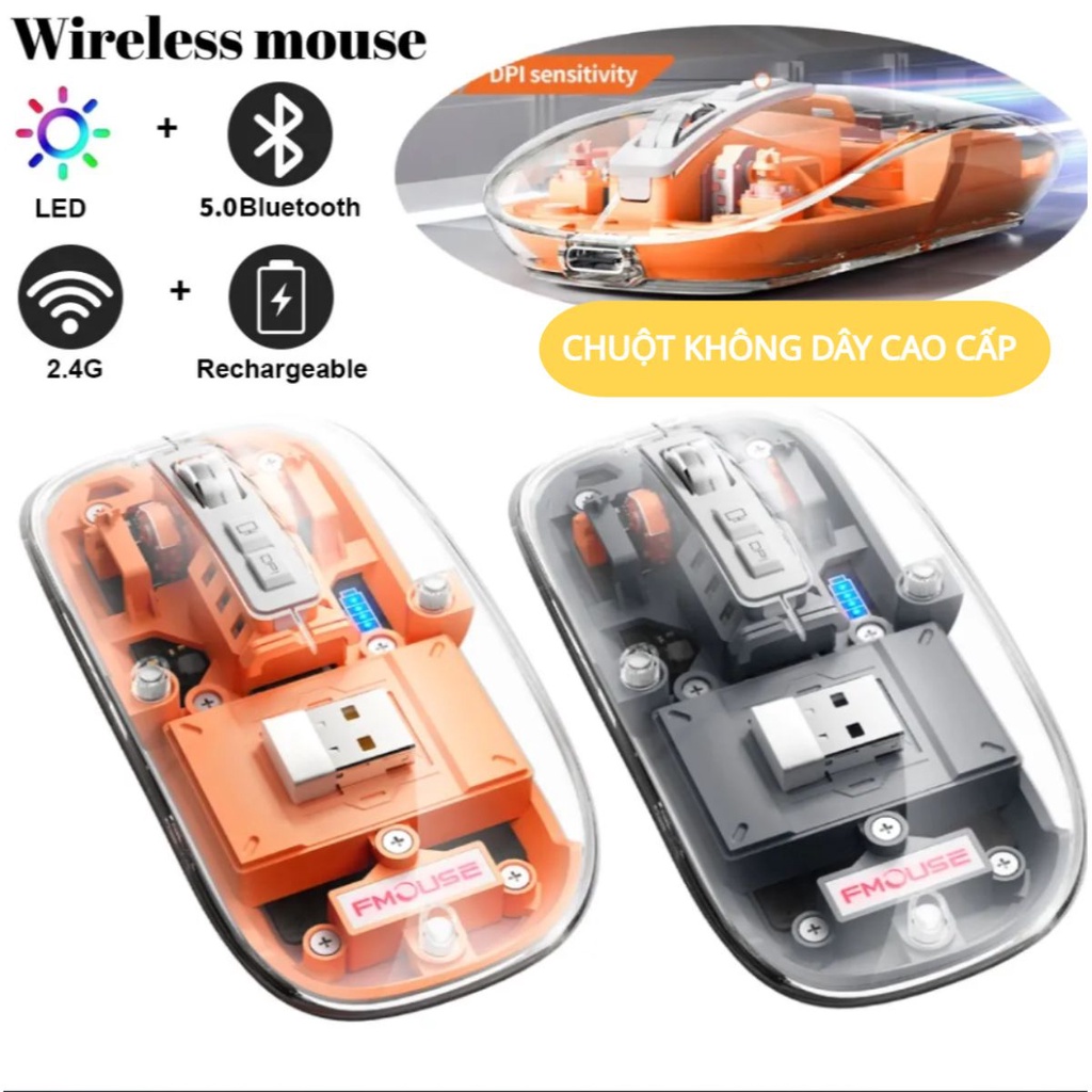 Chuột Không Dây FMOUSE M133 Kết Nối Bluetooth và USB 2.4G Tốc Độ DPI ...