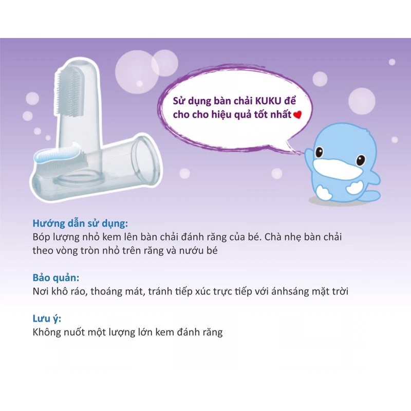 Ảnh Kem đánh răng trẻ em Ku.Ku Duckbill cho bé trên 6 tháng KU1052, KU1087, KU1099 (tuýp 50g) 4