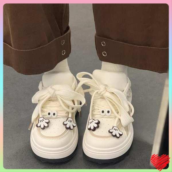 Thick-soled white shoes nữ phong cách mới dễ thương giản dị bánh mì thể ...