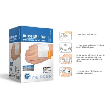 ✅[SET10 miếng] Miếng băng dán kèm gạc vô trùng Hetis 6cm x 7cm Gạc vết thương chống thấm nước có gạc vô trùng Hetis Film