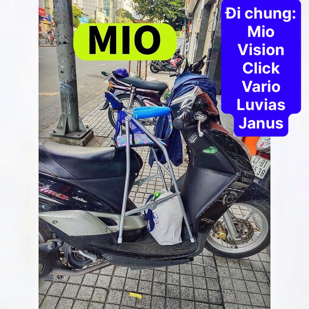 Ghế ngồi xe MIO  cho bé , ghế ga xếp sắt sơn tĩnh điện gấp gọn , an toàn cho bé