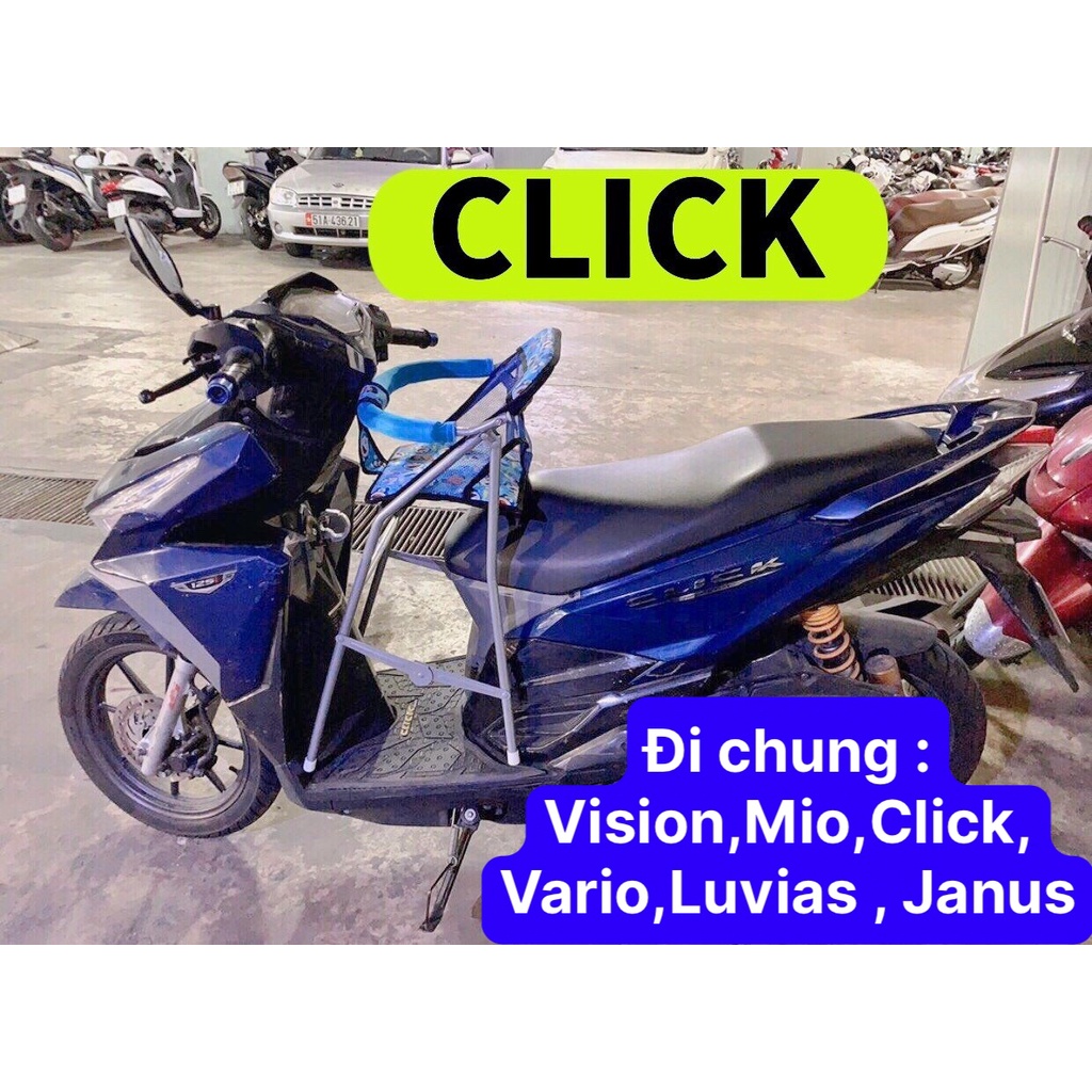 Ghế ngồi xe máy CLICK , ghế ga xếp gấp gọn ,ghế ga xếp sắt sơn tĩnh điện gấp gọn