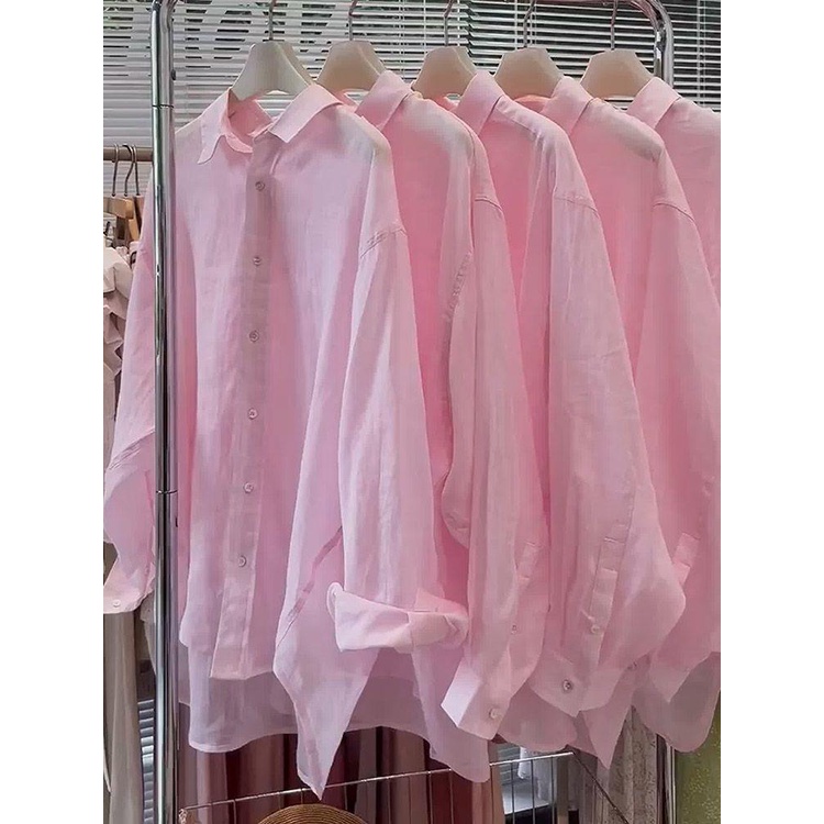 Mới Áo Sơ Mi cotton Lanh Chống Nắng Dáng Rộng Thiết Kế Đơn Giản Và Đa