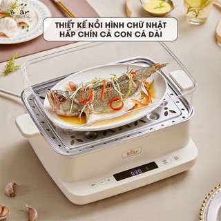 Nồi Hấp Bear 3 Tầng SB-NH12L Dung Tích 12 Lít,  6 Chế Độ Hấp Đa Dạng Hải Sản, Cá, Sườn Heo, Đồ Cứng, Đồ Mềm, Bánh Bao