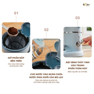 ( HCM HỎA TỐC 2H ) Máy Pha Cà Phê Bear SB-CF06A, Dung Tích 600ml, Chiết Xuất Nhỏ Giọt, Có Tự Động Vào Chế Độ Giữ Nhiệt